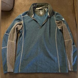 Kuhl Men's Teal and Charcoal half Zip Sweater